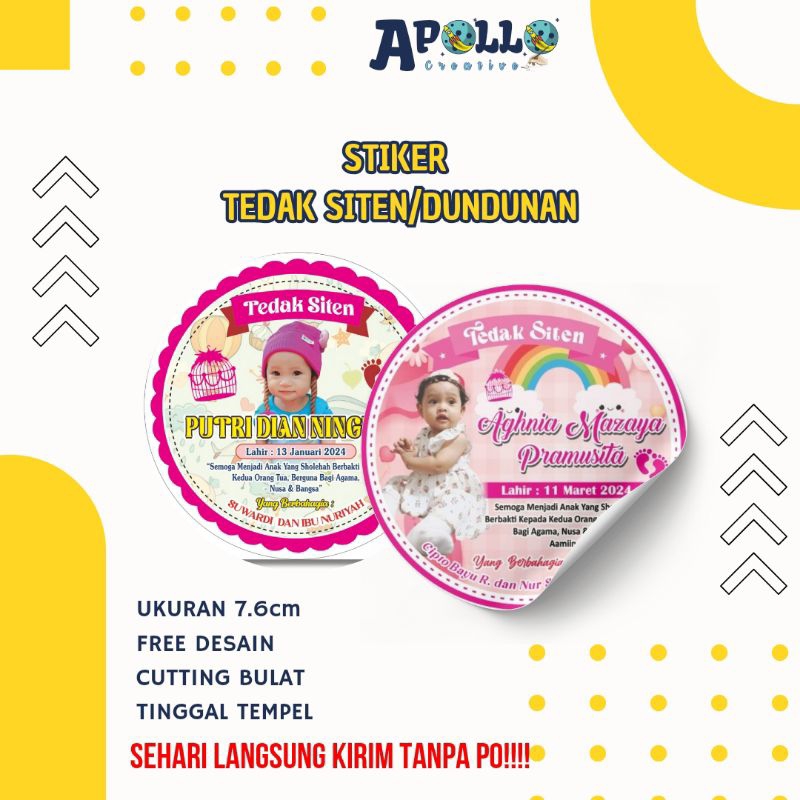 

STIKER TEDAK SITEN/DUN-DUNAN ukuran 7,5cm isi 24pcs