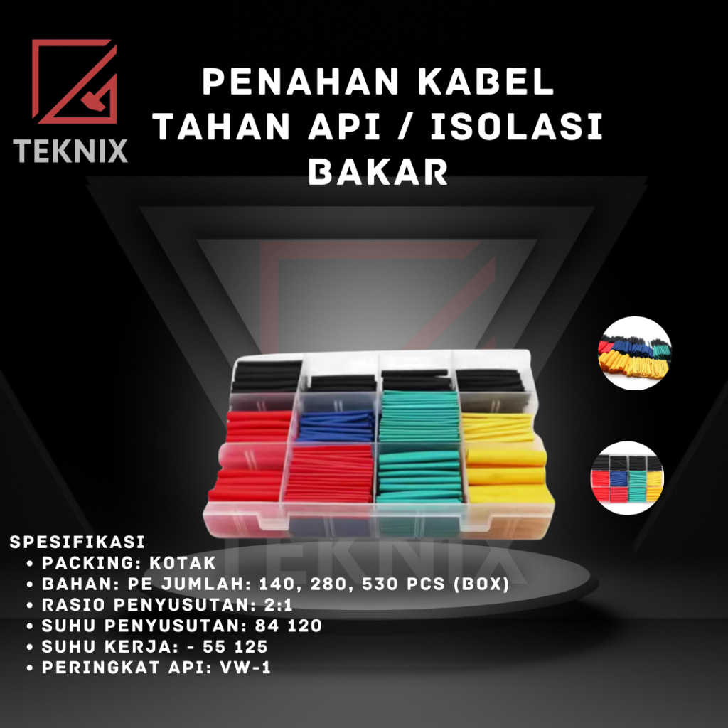 Isolasl Bakar Warna Tube Selang Bakar Kabel/ Heat Shrink Tubing Selongsong Kabel Bakar/ Kabel Isolat