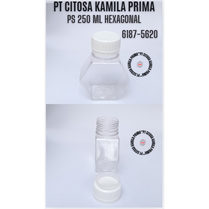 Botol Madu 250 ml Segienam Natural / Botol Plastik 250 ml Segienam Natural / Hexagon Botol 250 ml