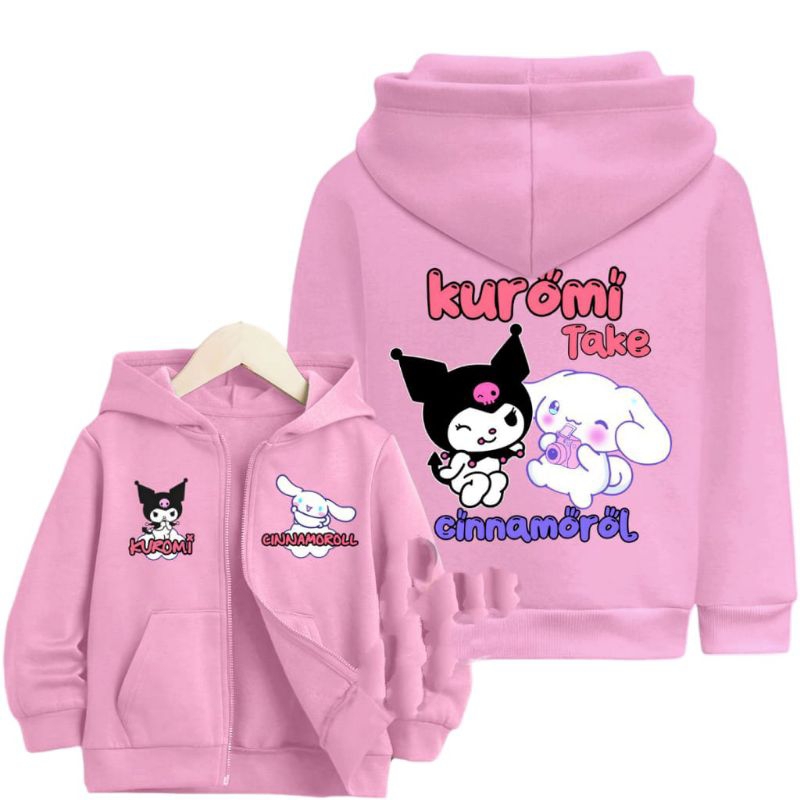 jaket resleting anak kuromi 4-12 tahun/sweater zipper anak kuromi cewek/cowok