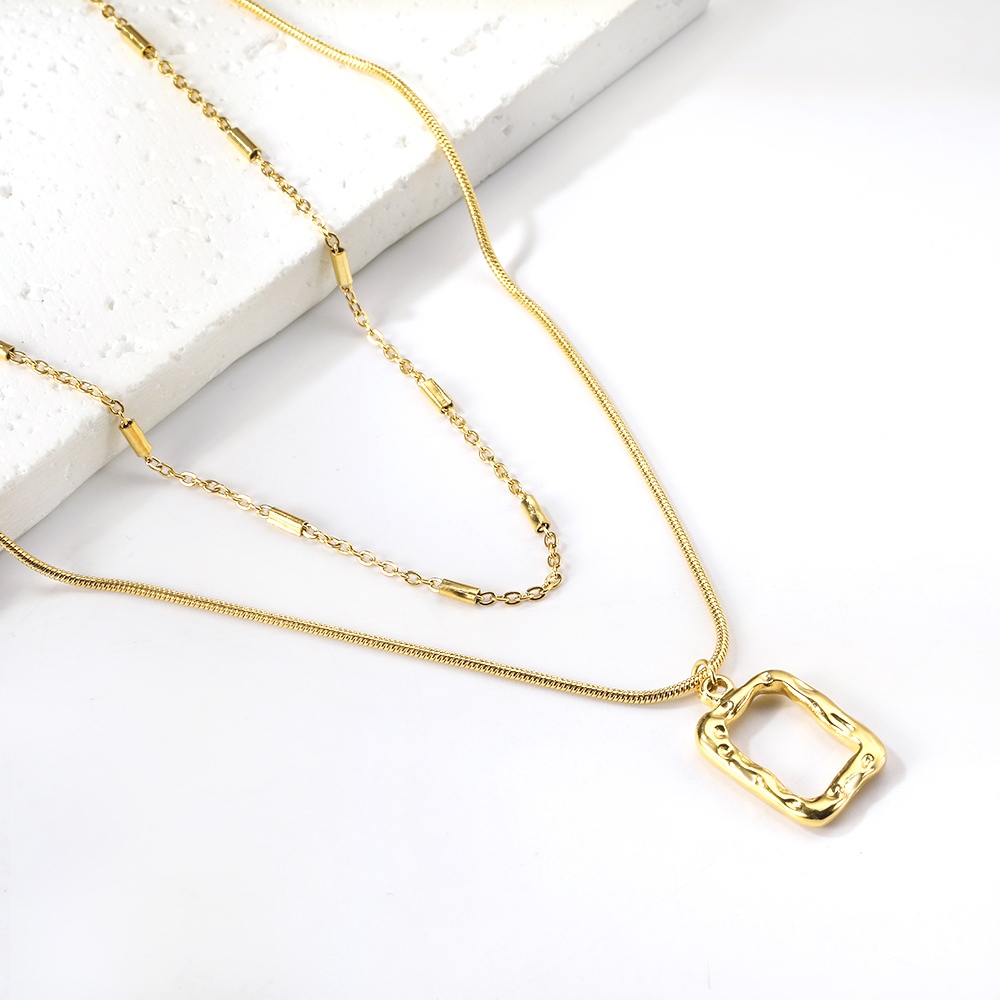 Kalung Wanita 2 Layer Elegan Gold Anti Karat Titanium - Nora