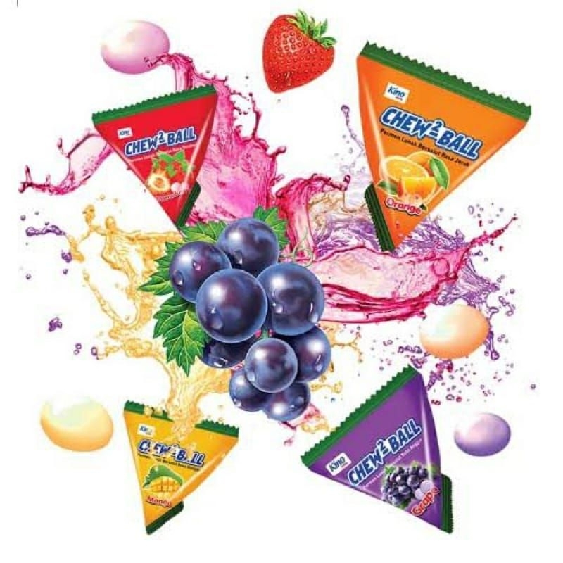 

permen Kino chew² ball rass fruit enak dan mantul 1renceng isi 10pcs