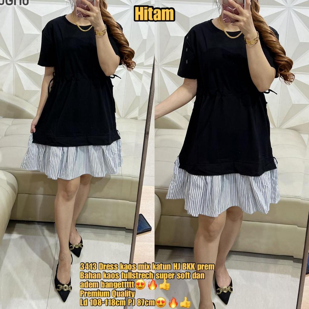 3413 DRESS KAOS MIX KATUN HJ PREM BKK