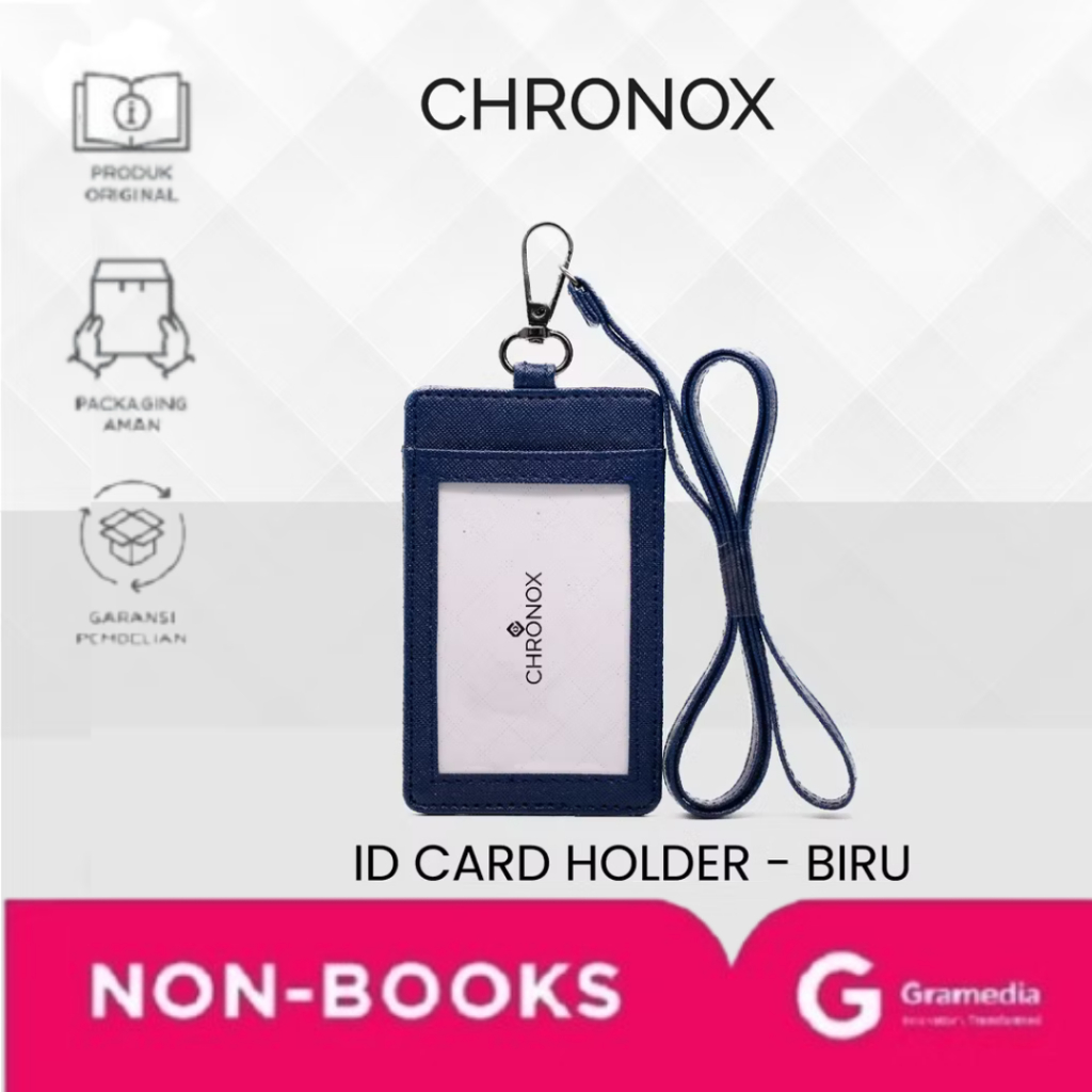 

Gramedia Yogya - CHRONOX Lanyard Pria Wanita Kulit Saffiano ID Biru Blue
