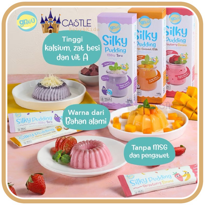 

Grouu Silky Pudding - Bubuk Pudding Lembut Bayi MPASI Snack Bayi Puding anak puding