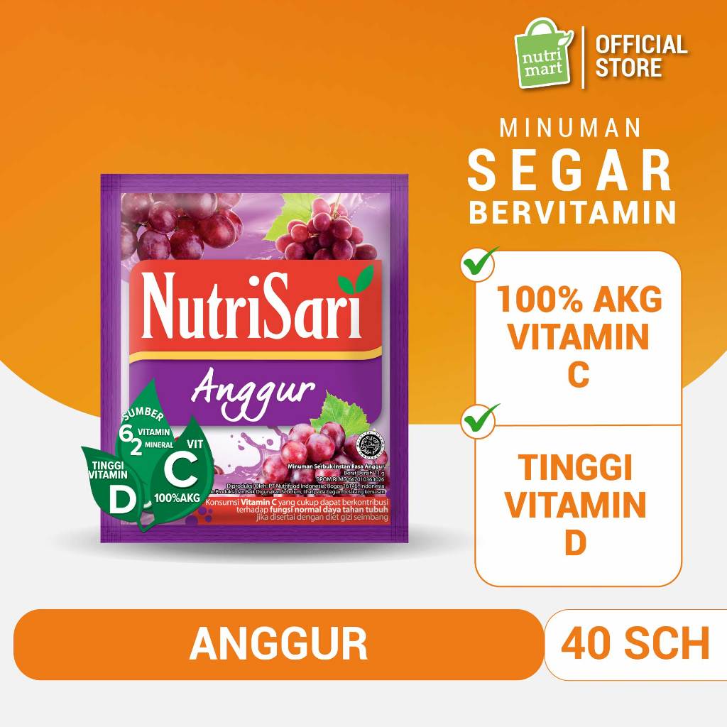 

NutriSari Anggur 40 Sachet - Minuman Buah Vitamin C Vitamin D