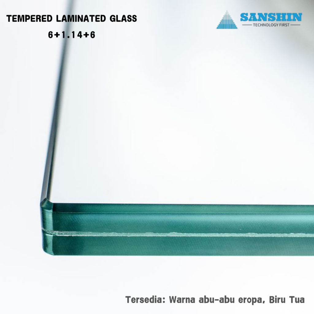 KACA TEMPERED LAMINATED  6+1.14+6MM GEMA Rp 97/cm² BISA TEMPERED, BISA ASAHI