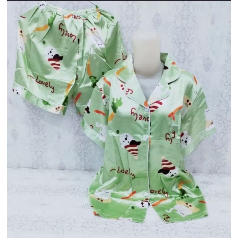 Hotpant piayama satin premium motif // baju tidur