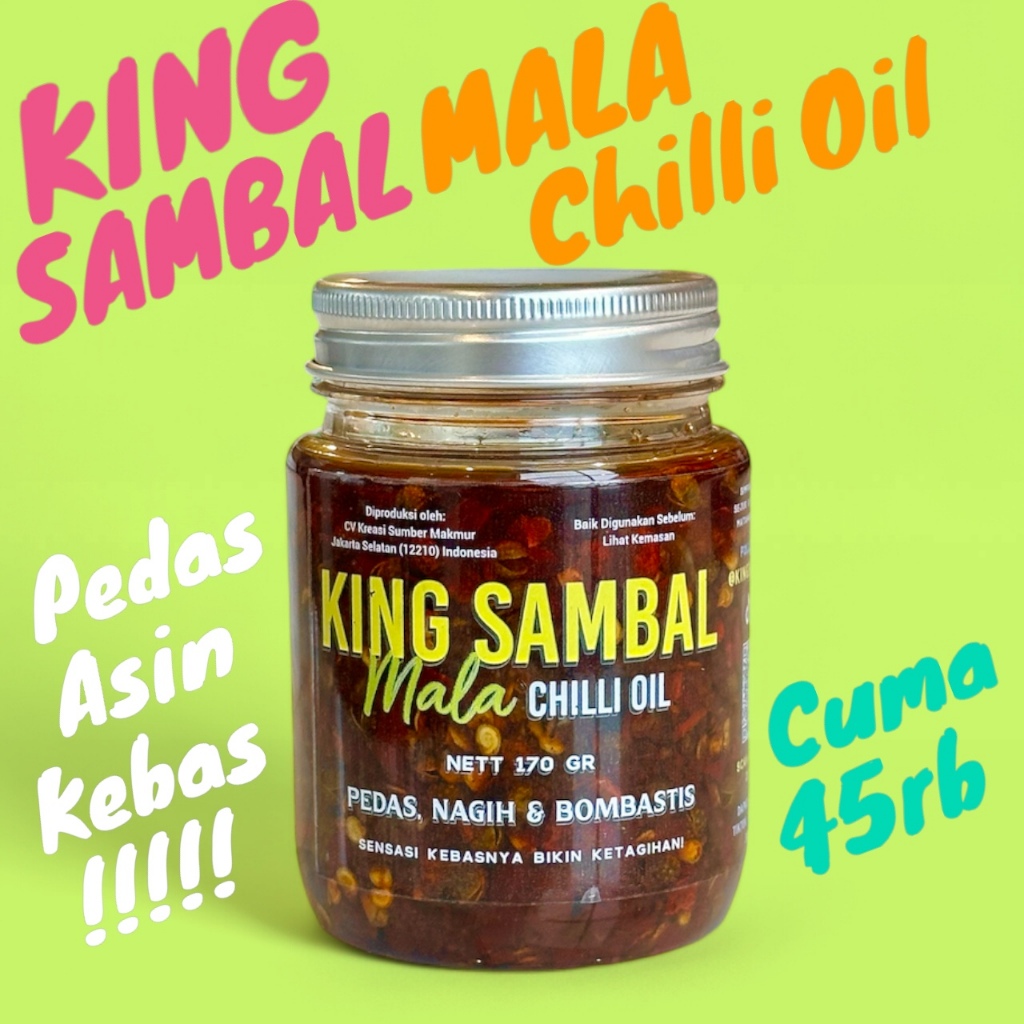 

Chilli Oil Mala Halal King Sambal/Sambal Asin Pedas/Minyak Cabai/Bumbu Masakan/Aneka Sambal