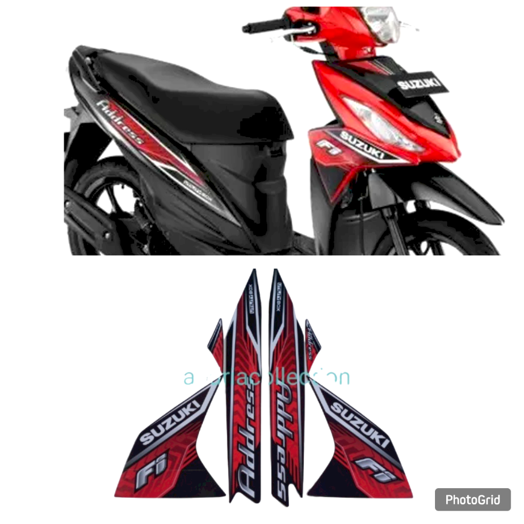 Sticker striping body motor suzuki address 2018 hitam-merah