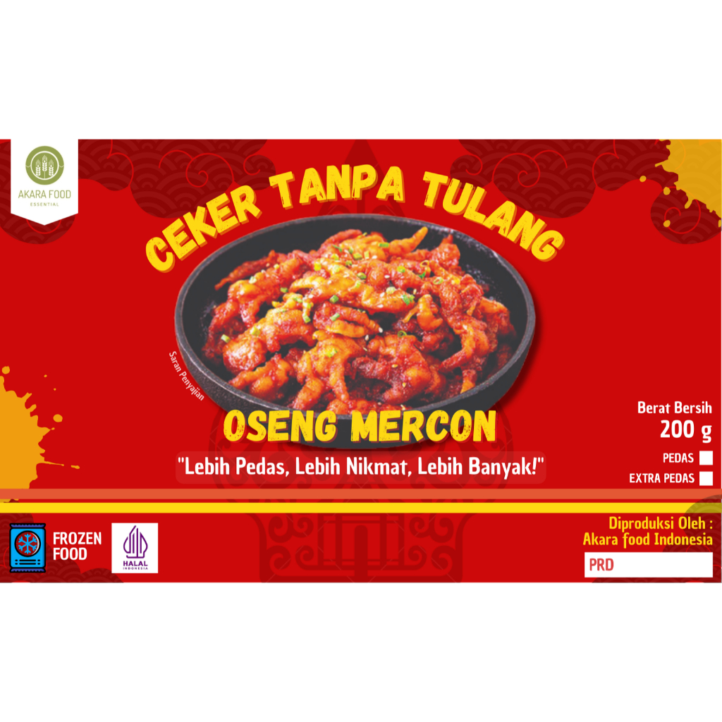 

Akara Food | Ceker Bumbu Mercon Tanpa Tulang - 200 Gr | Ceker Ayam Tanpa Tulang Frozen Bumbu Mercon Pedas