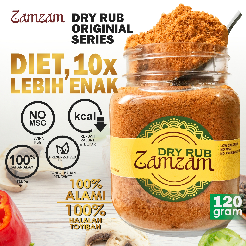 

Zam Zam Bumbu Marinasi Serba Guna, Dry Rub, Bumbu Ungkep, Rendah Kalori Rendah Lemak Spices 120Gram