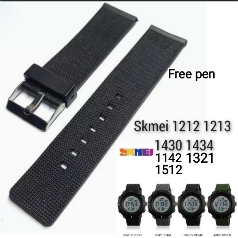Strap Tali Jam Tangan Skmei 1142 1212 1213 1512 1321 1430 1434 Tali Jam Skmei 1434 Free Pen