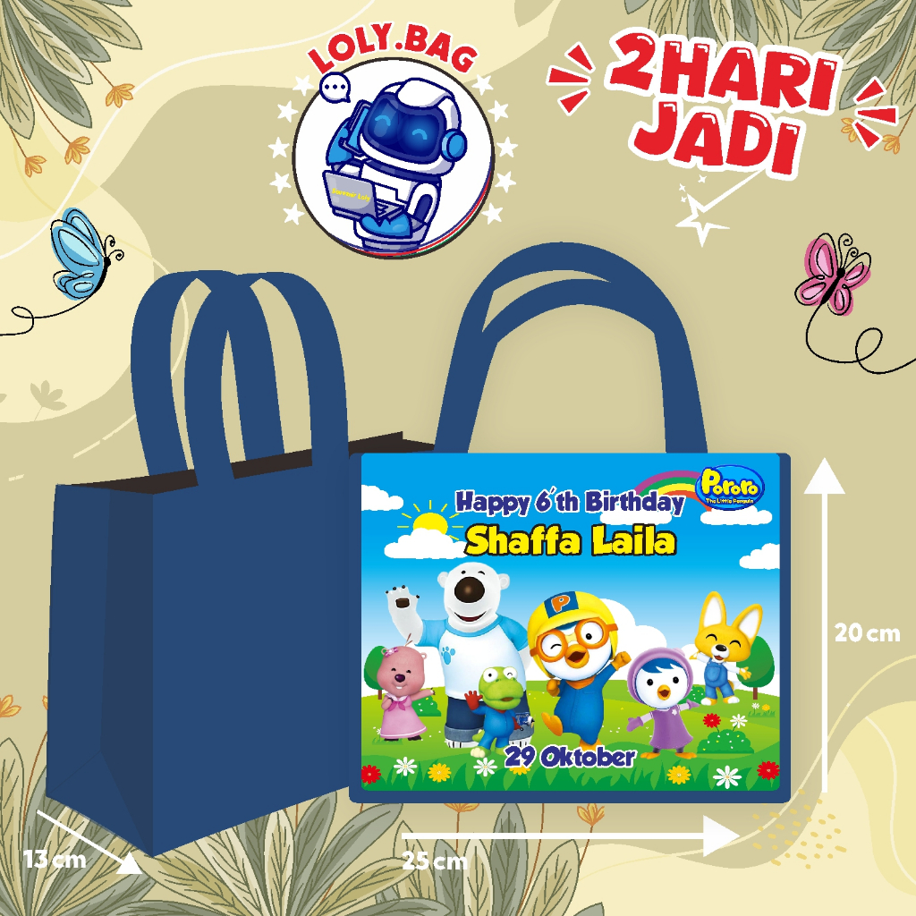 

Tas Ultah / Tas Ulang Tahun Murah/Goodie bag murah/souvenir ultah/Tas tema PORORO