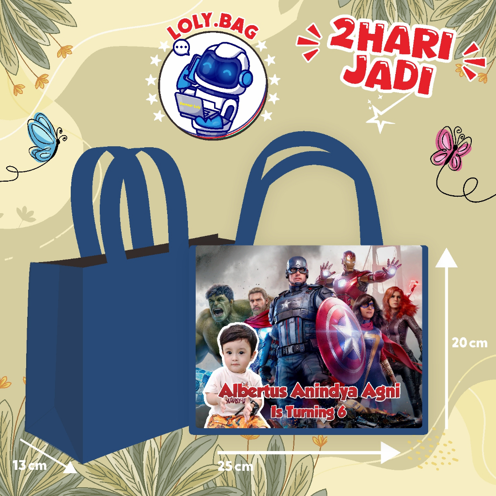 

Tas Ultah / Tas Ulang Tahun Murah/Goodie bag murah/souvenir ultah/Tas tema Avengers/Tema Superhero