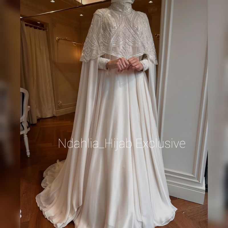 GAUN PENGANTIN SYARI TURKI FULL SET GAUN,VEIL,JILBAB,CADAR