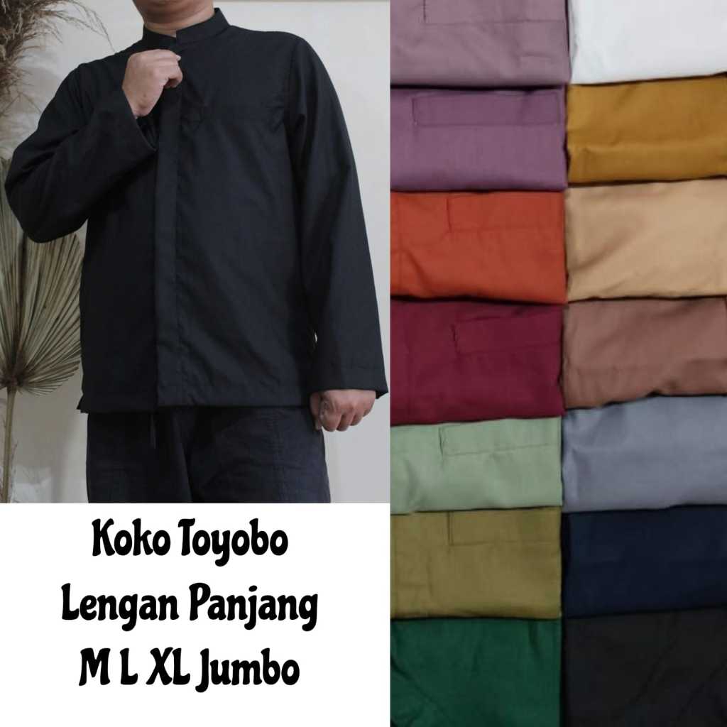 Baju Koko Polos Lengan Panjang, Koko Katun Toyobo, Koko Santri, Koko Seragaman, Koko Ustadz