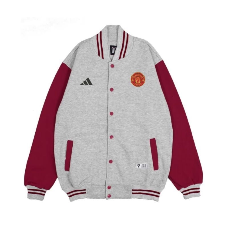 JAKET VARSITY BOLA EMYU TERBARU JAKET BASEBALL BOLA LOGO BORDIR MU PRIA WANITA RED DEVIL LOGO BORDIR