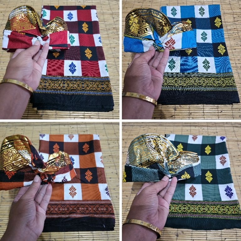 KODE X8I Set Sarung Bali Kotak Dan Udeng  Sarung Motif Kotak  Sarung Catur Bali  Sarung Kotak Bali S
