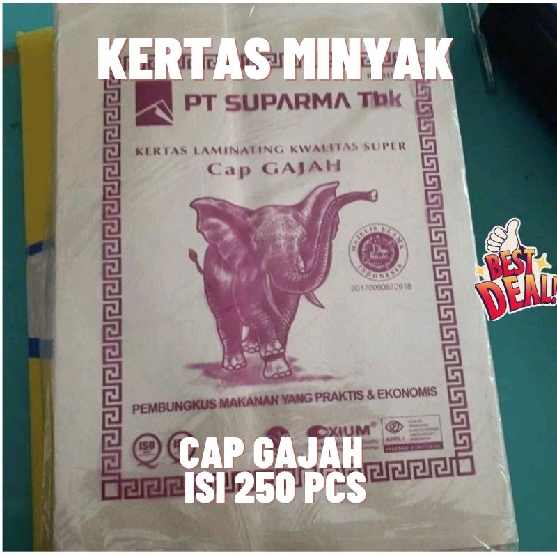 Kertas Minyak GAJAH isi 250 / Kertas Minyak Gajah Laminasi Besar BEST SELLER