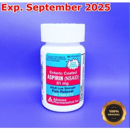 Advance Pharmaceutical Inc. Enteric Coated Aspirin NSAID 81 mg Pain reliever 120 Tablet