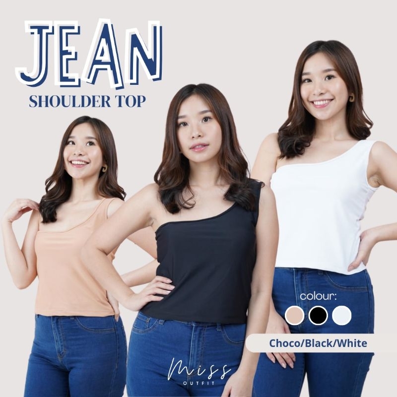 MissOutfit - JEAN SHOULDER TOP/ tanktop wanita/ tank top one shoulder/ one shoulder top