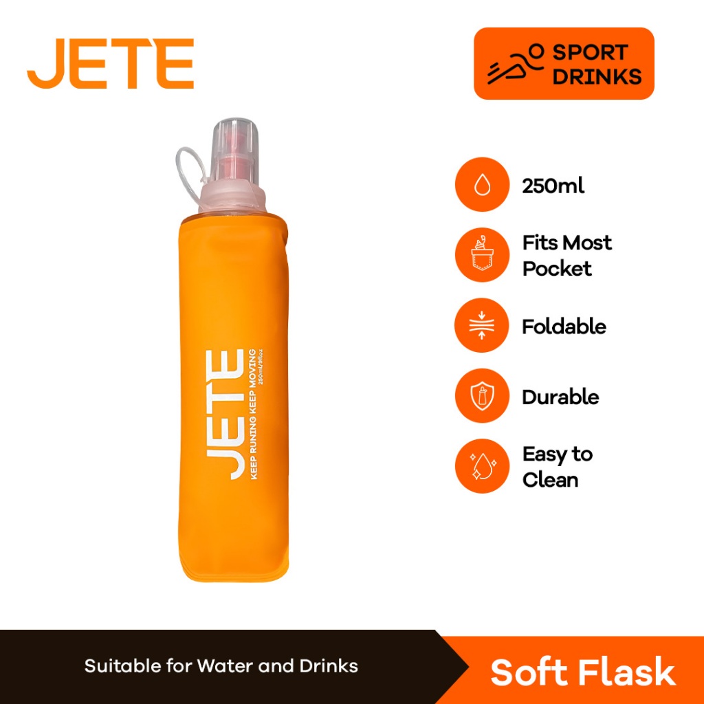 Soft Flask JETE 250ml Botol Air Lipat Silicone Foldable Sport Water Bottle Minum Olahraga Lari Runni