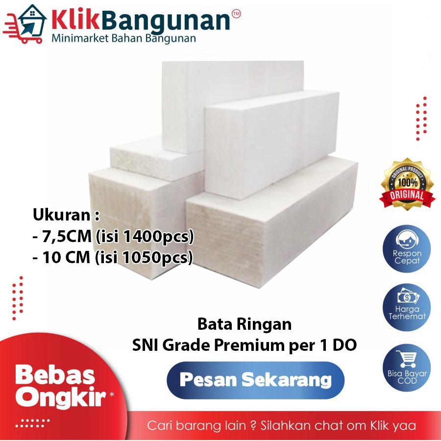 HEBEL / BATA RINGAN UKURAN 7,5CM 10CM PER 1 DO GRATIS ONGKIR JABODETABEK + GRATIS BONGKAR