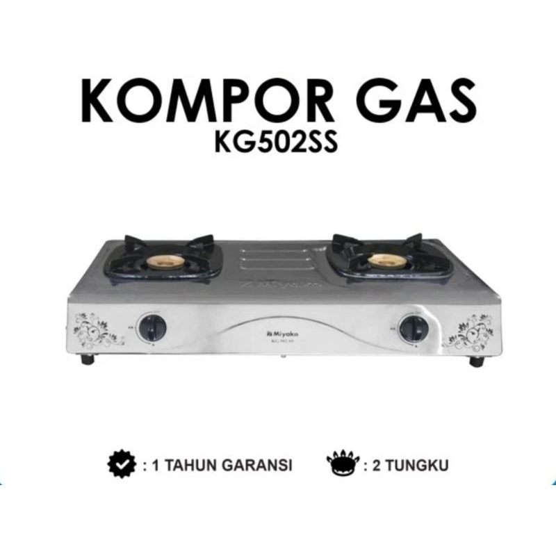 Kompor Gas Miyako KG-502 SS | Kompor Gas 2 Tungku Miyako KG 502 SS - Miyako KG502SS