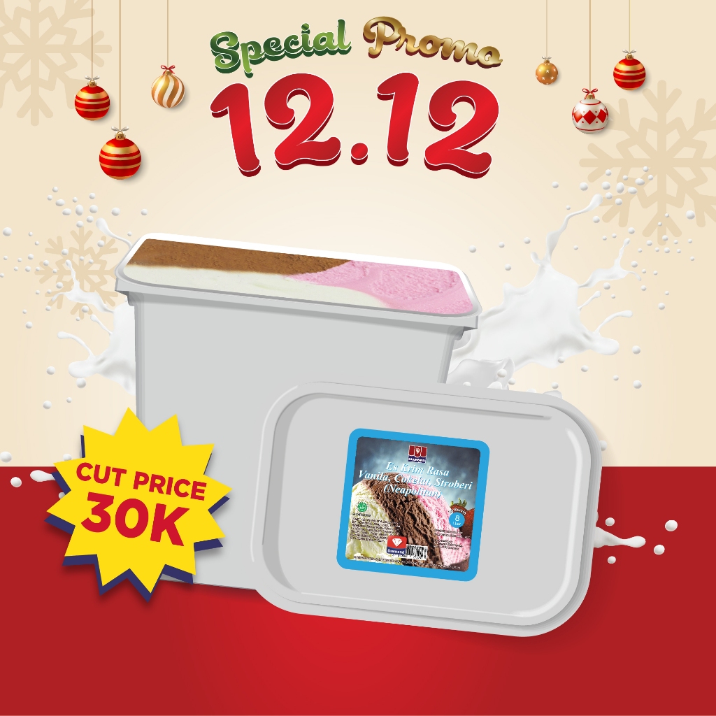 

PROMO 12.12 SPECIAL PRICE DIAMOND ICECREAM NEAPOLITAN 8 LT