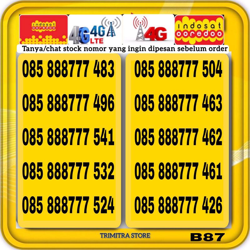 Nomor Cantik Indosat IM3 Ooredoo 4G Kwartet 7777 Rapi Minimalis KARTU PERDANA IM3 OOREDOO NOMOR CANT