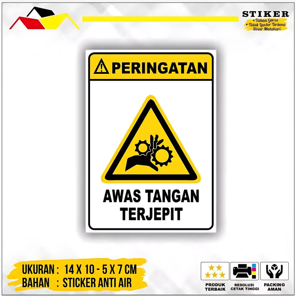 

Stiker Peringatan Awas Tangan Terjepit / Awas Tangan Terjepit / Stiker K3