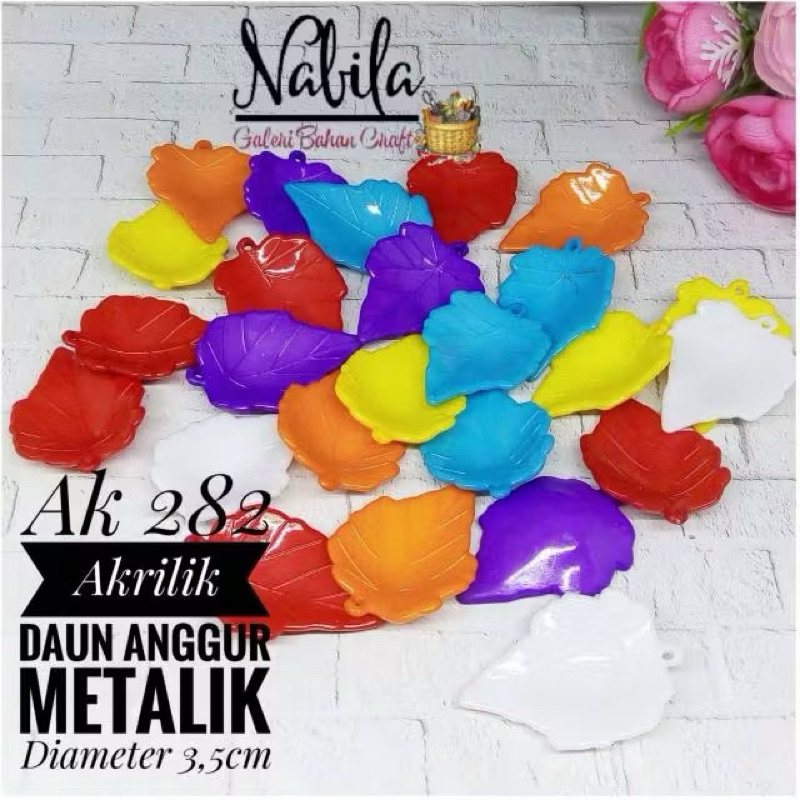 (40 grm) Manik-manik Akrilik daun anggur Glosy bahan craft kerajinan tangan