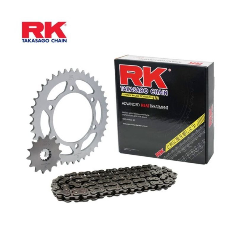Rantai gir set /paket gir rantai depan belakang/Original RK takasago chain motor Honda sport New meg