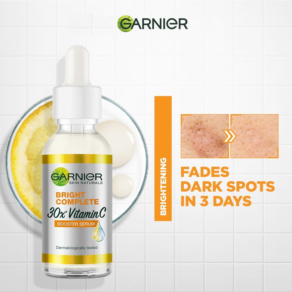 Garnier Bright Complete Vitamin C 30x Booster Serum 30ml - Serum Pemutih & Penghilang Noda