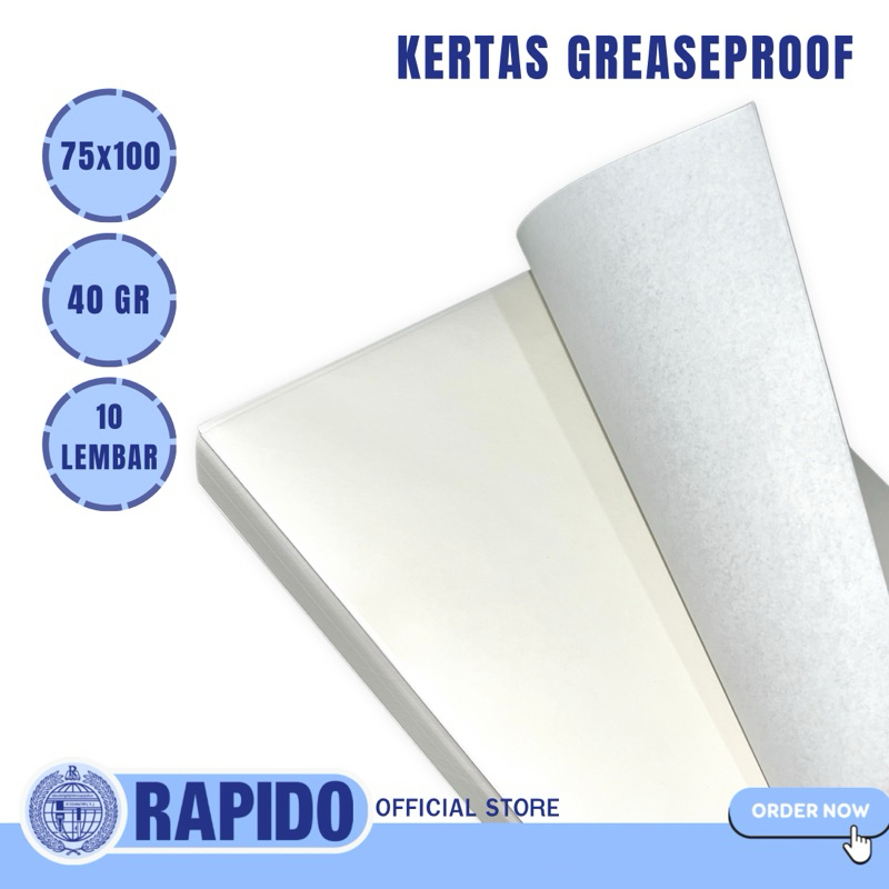 

[ 10 lembar ] Uk 75 x 100 Kertas Roti alas baking / GREASEPROOF 40 gsm