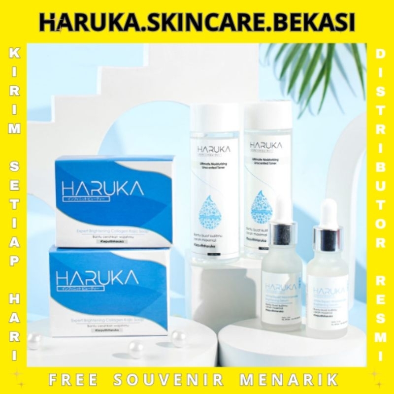 Paket Haruka Skincare untuk Flek/Melasma, Bruntusan ( 2 Sabun, 2 Toner, & 2 Serum Haruka)