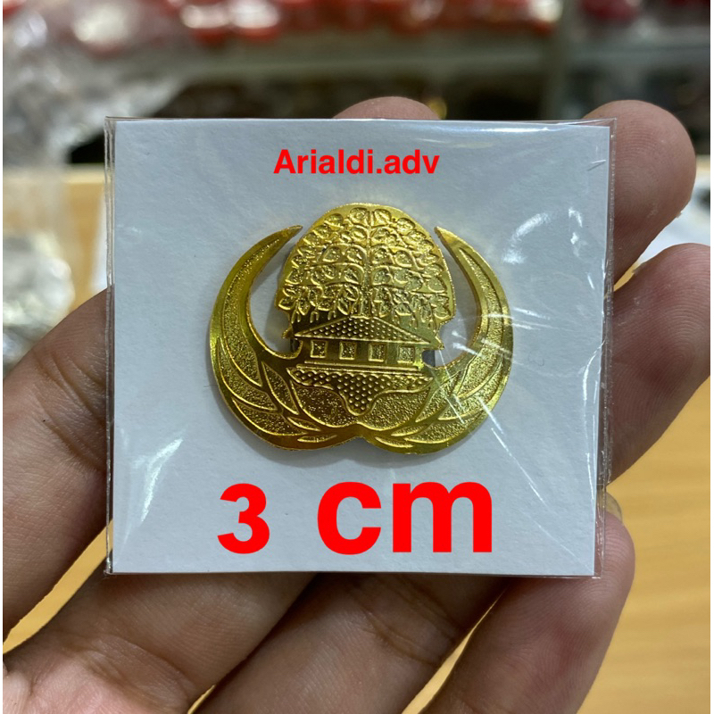 pin korpri eching sepuh emas kulit jeruk ukuran kecil 3 cm magnet