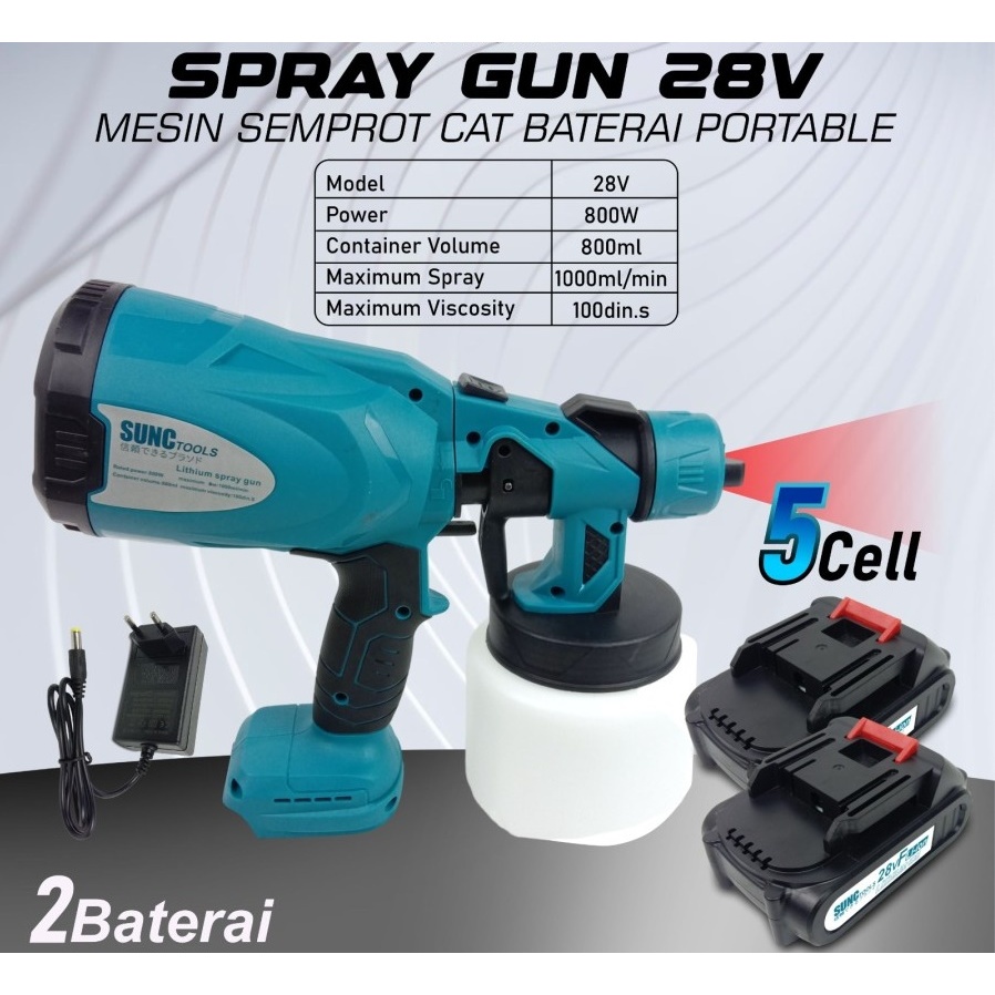 Mesin Cat Spray Gun Mesin semprot Cat Baterai SUNC TOOLS - 2 BATRE