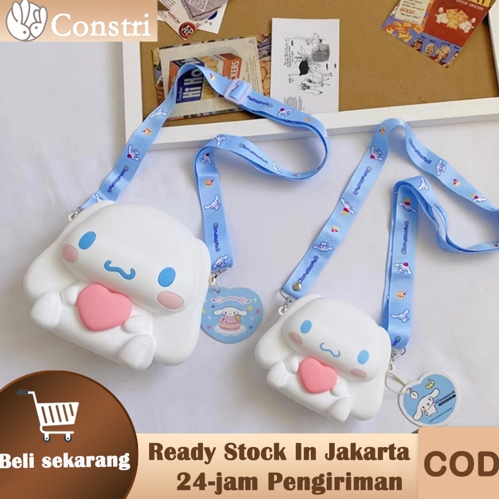 KODE E56O Tas Silikon Anakanak CinnamorollSanrio ShoulderBag Cinnamoroll Boneka Lucu tas selempang a