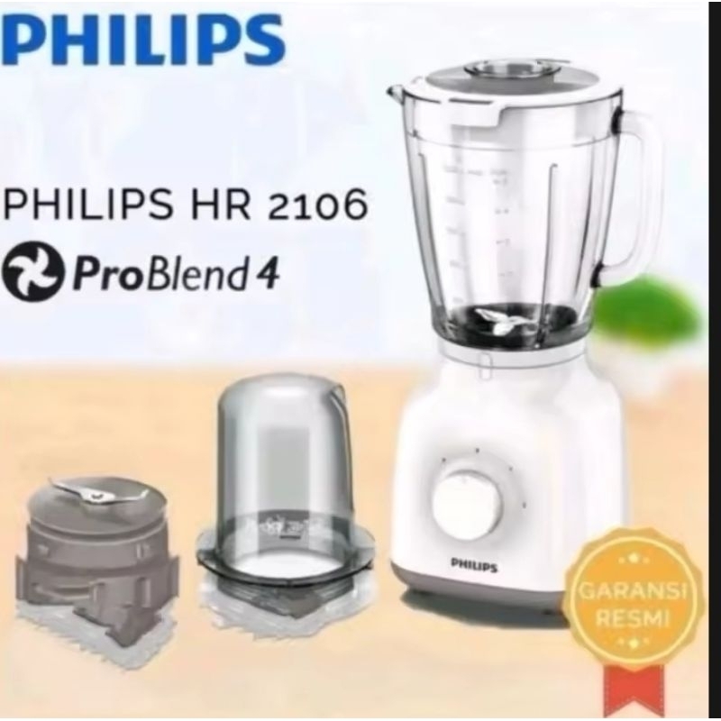 BLENDER PHILIPS HR-2106 GLASS PLASTIK/MIKA 2L