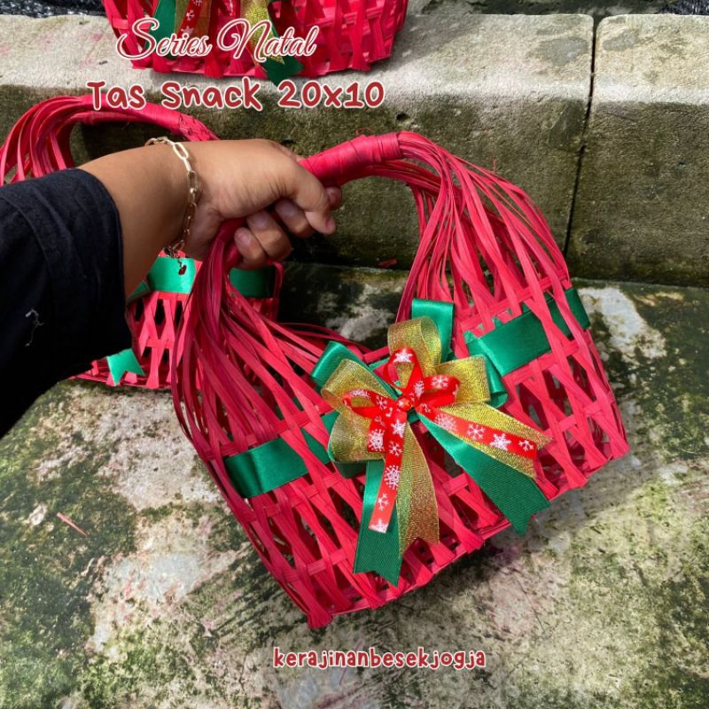 

GOODIE BAG SERIES CHRISTMAS | TAS SNACK 20X10 WARNA PITA | goodie bag snack bingkisan parsel seserahan