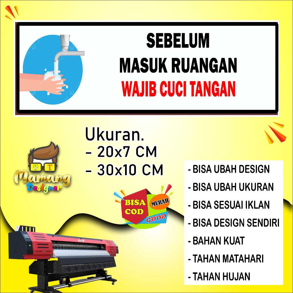

Sticker Tempelan Kata Kata Wajib Cuci Tangan Bahan Bagus Putih