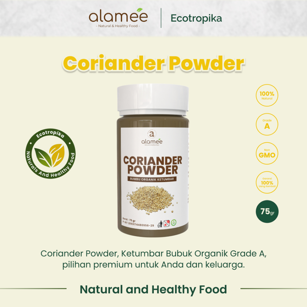 

Ketumbar Bubuk Organik Bumbu Dapur Instan Coriander Powder Murni Asli Tanpa Campuran Tabur 75 Gram