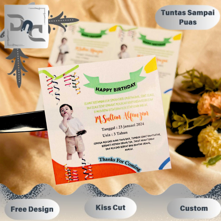 

2-4 Stiker Ultah Anak Ulang Tahun Label Bentuk Kotak Sticker Ulang Taun Balita Uk.Kecil Dnd