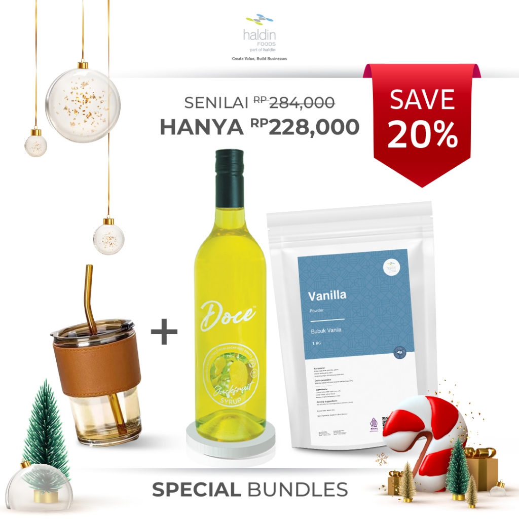 

(Paket Hemat) haldinfoods Doce Jackfruit Syrup & Vanilla Powder