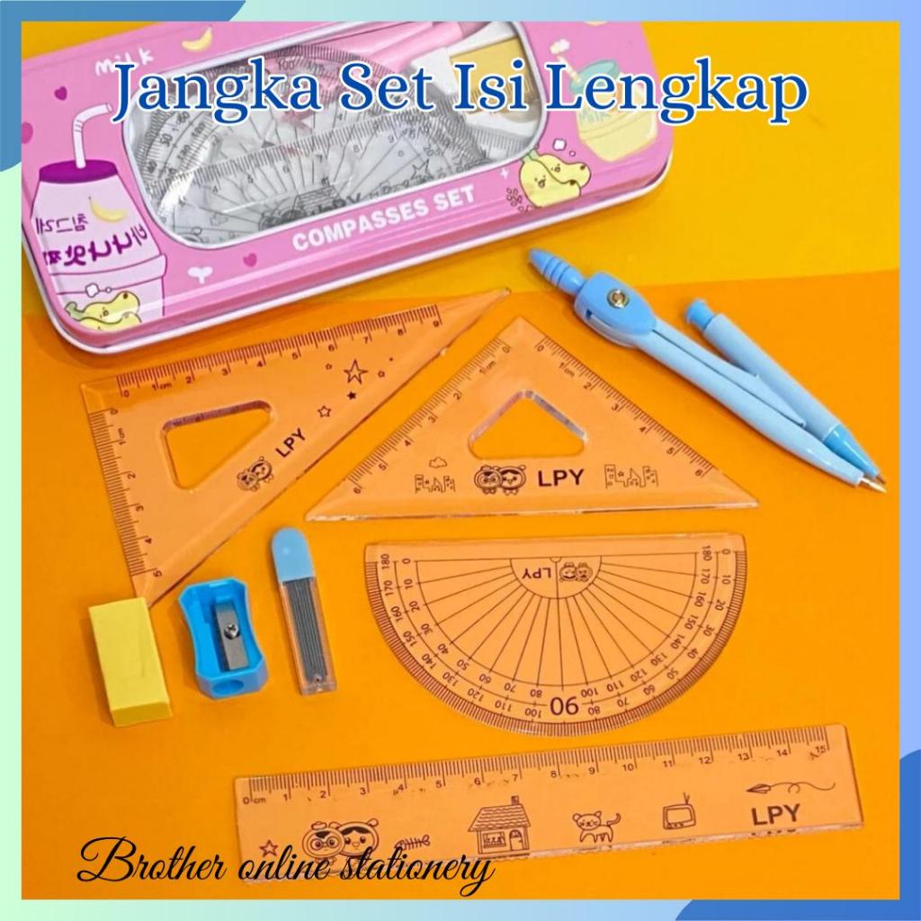 

BOS Jangka Set + Kotak Pensil dan Rautan/Stationery Set/Alat Tulis