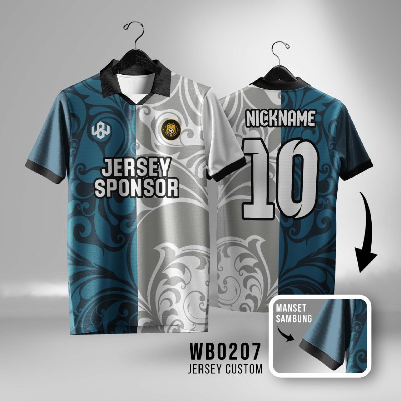 Kaos Jersey Sepakbola Futsal Premium Custom Team Varian Kerah WB0207-WB0209