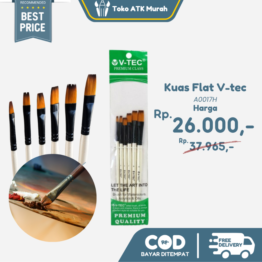 

V-Tec Brush A0017H Set 6 / Kuas Lukis Set isi 6 / VTEC Artist Brush