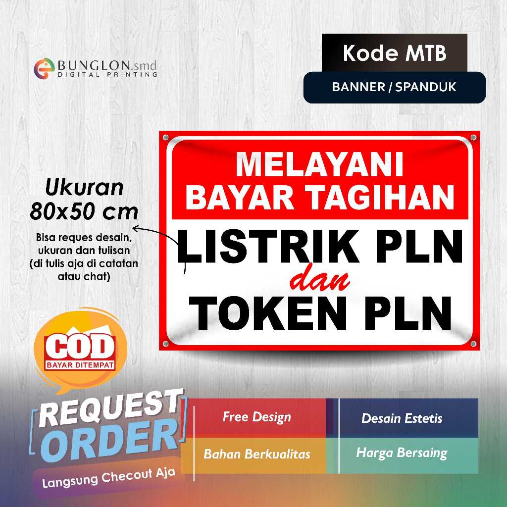 SPNDUK BANNER MELAYANI TAGIHAN LISTRIK PLN DAN TAGIHAN PLN KODE MTB MERAH
